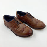 Tan Occasionwear Wedding Brogue Shoes - Boys Shoe Size 1.5F