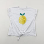 Sequinned Lemon White T-Shirt - Girls 5-6 Years