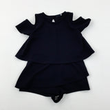 Black Cold Shoulder Top - Girls 5-6 Years