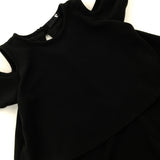 Black Cold Shoulder Top - Girls 5-6 Years