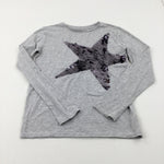 Star Sequin Flip Grey Long Sleeve Top - Girls 14-15 Years