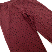 Spotty Burgundy Lightweight Jersey Trousers - Girls 14-15 Years