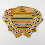 Striped Mustard Yellow Knitted Jumper - Girls 14-15 Years