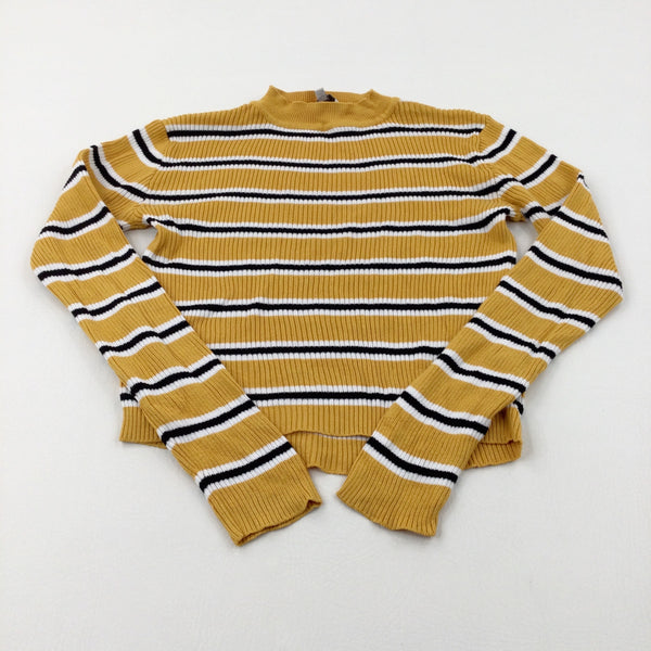 Striped Mustard Yellow Knitted Jumper - Girls 14-15 Years