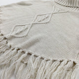 Tassles Sparkly Cream Knitted Poncho - Girls 14-15 Years