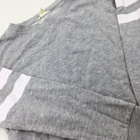 Striped Sleeve Grey Cropped Sweatshirt - Girls 14-15 Years