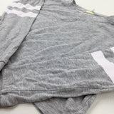 Striped Sleeve Grey Cropped Sweatshirt - Girls 14-15 Years