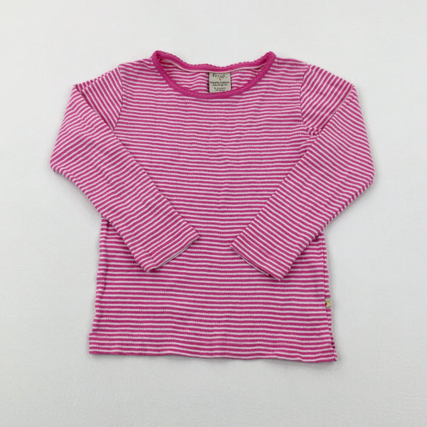 Pink Stiped Long Sleeve Top - Girls 5-6 Years