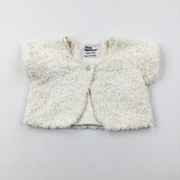 Sparkly Cream Fluffy Shrug Cardigan - Girls 5-6 Years