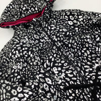 Patterned Silver & Black Fleece Lined Coat - Girls 6-7 Years