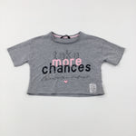 'Take More Chances' Glittery Grey Cropped T-Shirt - Girls 6-7 Years