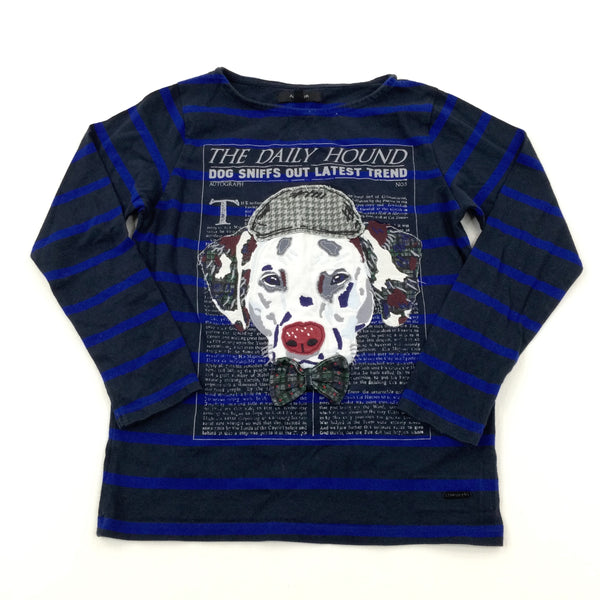 'The Daily Hound' Dog Blue Striped Long Sleeve Top - Boys 6-7 Years