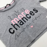 'Take More Chances' Glittery Grey Cropped T-Shirt - Girls 6-7 Years