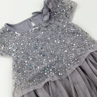 Sequinned Lilac Layered Dress - Girls 6-7 Years