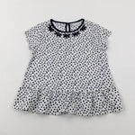 Spotty Navy & White Tunic Top - Girls 6-7 Years