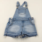 Light Blue Denim Short Dungarees - Girls 6-7 Years