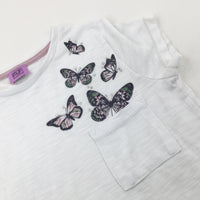 Butterflies White T-Shirt - Girls 6-7 Years
