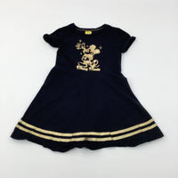 'Mickey Mouse' Sequinned Black & Gold Jersey Dress - Girls 6-7 Years