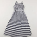 Navy Striped Dress - Girls 6-7 Years