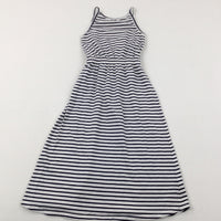 Navy Striped Dress - Girls 6-7 Years