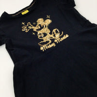 'Mickey Mouse' Sequinned Black & Gold Jersey Dress - Girls 6-7 Years