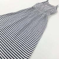 Navy Striped Dress - Girls 6-7 Years