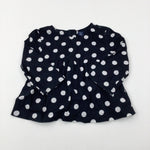 Spotty Black & White Floaty Long Sleeve Top - Girls 6-7 Years