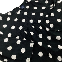 Spotty Black & White Floaty Long Sleeve Top - Girls 6-7 Years