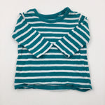 Green & White Striped Long Sleeve Top - Boys 6-9 Months