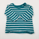 Green & White Striped Long Sleeve Top - Boys 6-9 Months