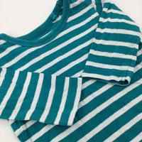 Green & White Striped Long Sleeve Top - Boys 6-9 Months