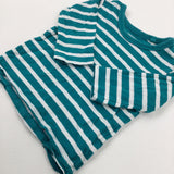 Green & White Striped Long Sleeve Top - Boys 6-9 Months
