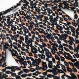 Animal Print Tan & Black Long Sleeve Top - Girls 7-8 Years