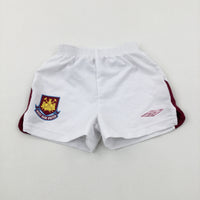 'West Ham United' White Sports Shorts - Boys 6-9 Months