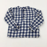 Navy & White Checked Long Sleeve Shirt - Boys 2-3 Years