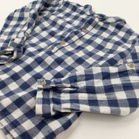 Navy & White Checked Long Sleeve Shirt - Boys 2-3 Years