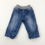 Mid Blue Lined Denim Jeans - Boys 6-9 Months