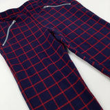 Navy & Red Checked Leggings - Girls 9-10 Years