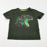 Dinosaur Geomatric Forest Green T-Shirt - Boys 3-4 Years