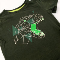 Dinosaur Geomatric Forest Green T-Shirt - Boys 3-4 Years