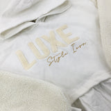'Style Icon' Glittery White Hoodie With Faux Collar - Girls 9-10 Years