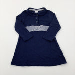 Bow Navy Dress - Girls 9-12 Months