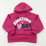 'I Am Amazing Today' Hearts Glittery Pink Hoodie - Girls 4-5 Years