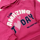 'I Am Amazing Today' Hearts Glittery Pink Hoodie - Girls 4-5 Years