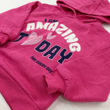 'I Am Amazing Today' Hearts Glittery Pink Hoodie - Girls 4-5 Years