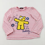 'Hugs With Pudsey' BBC's Pudsey Bear Pink Striped Long Sleeve Top - Girls 4-5 Years