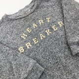 'Heart Breaker' Diamonte Grey Lightweight Jumper - Girls 9-12 Months