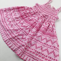 Patterned Pink Dress - Girls 9-12 Months