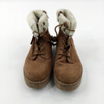 Tan Fluffy Trim Boots - Size 5