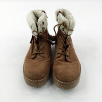 Tan Fluffy Trim Boots - Size 5